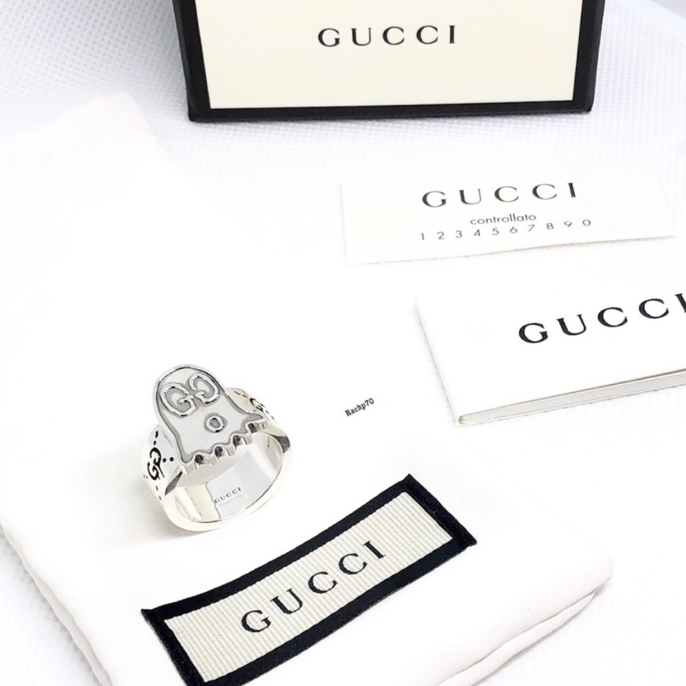 New Authentic Gucci Ghost Sterling Silver Ring - Picture 8 of 10